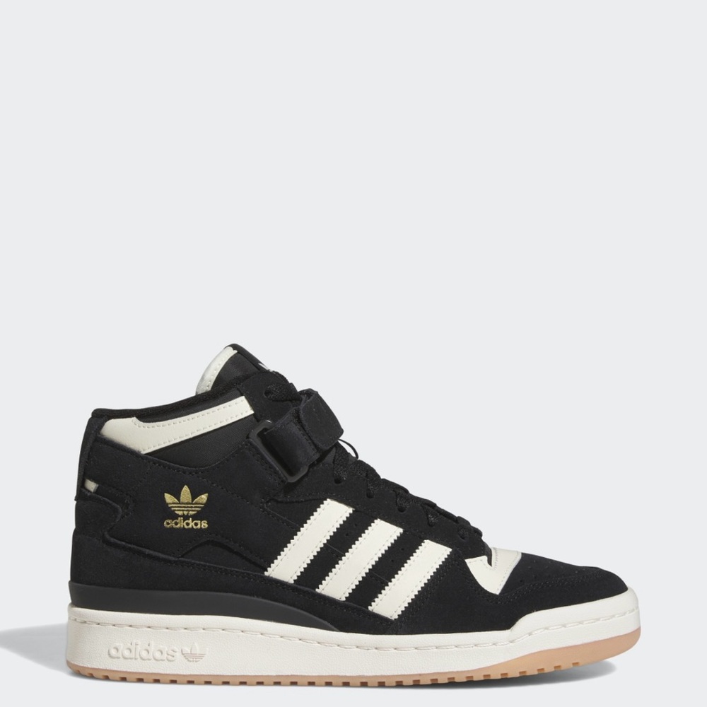 Adidas-Fz6252 Men’s Black+Cream Gum Forum Mid  Suede casual sneaker.11
